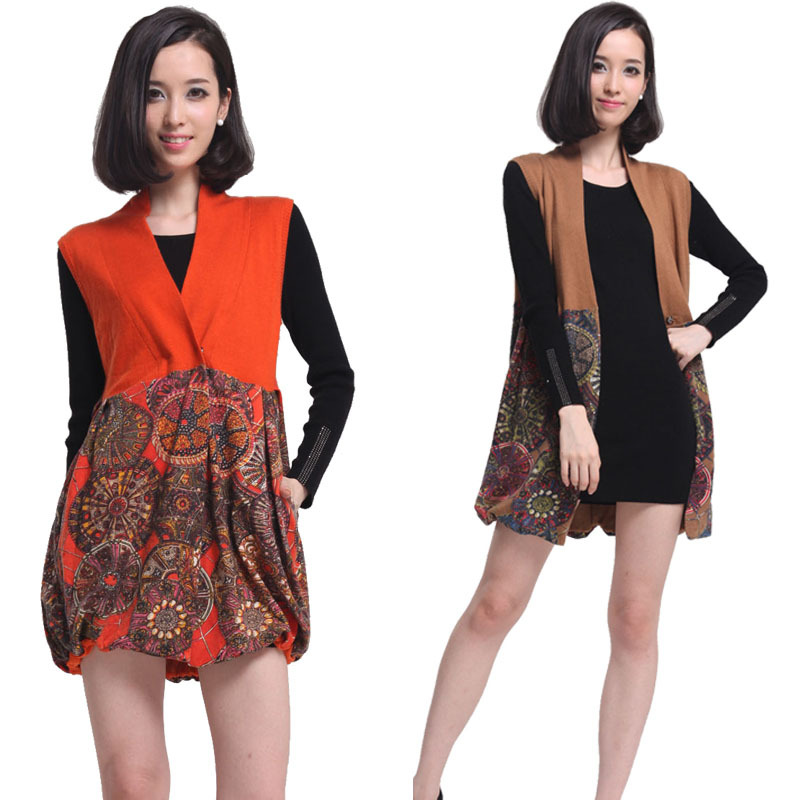 One-piece dress plus size dress vest knitted wool one-piece dress cardigan wool outerwear