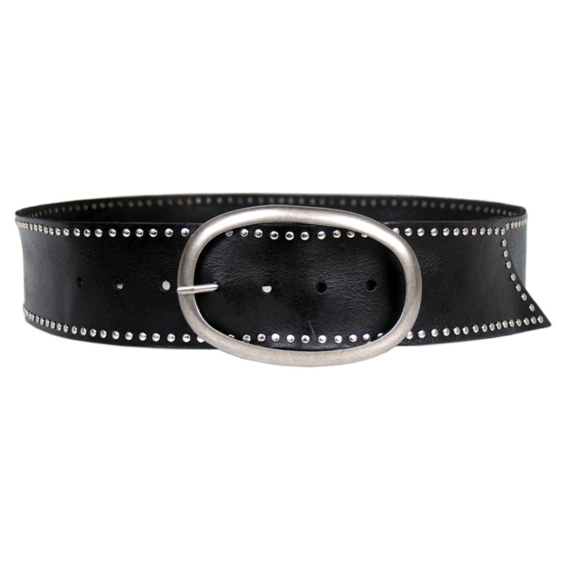 One-piece dress women's genuine leather wide belt decoration vintage cowhide all-match pin buckle cummerbund
