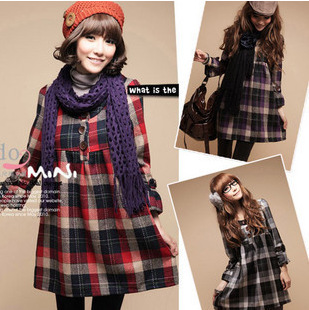 One-piece dress woolen autumn and winter plus size clothing mm autumn