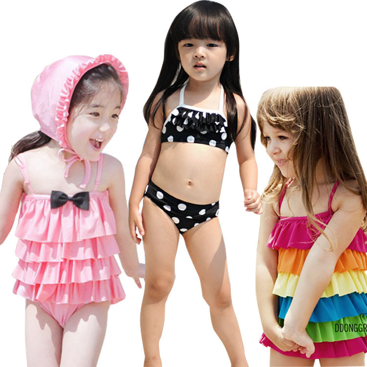 One piece princess dress child female big boy swimwear baby spa parent-child swimwear swimming cap