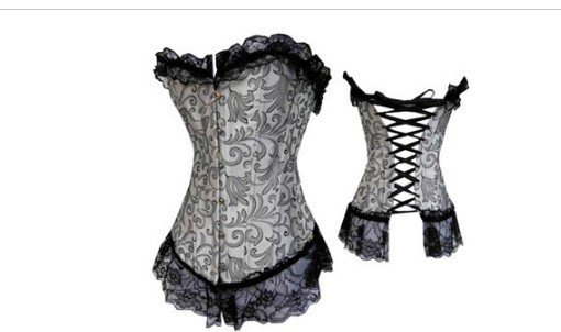 One set,Free shipping! sexy embroidered lady corset, bustier ,lingerie, strapless red solid boned corset wholesale