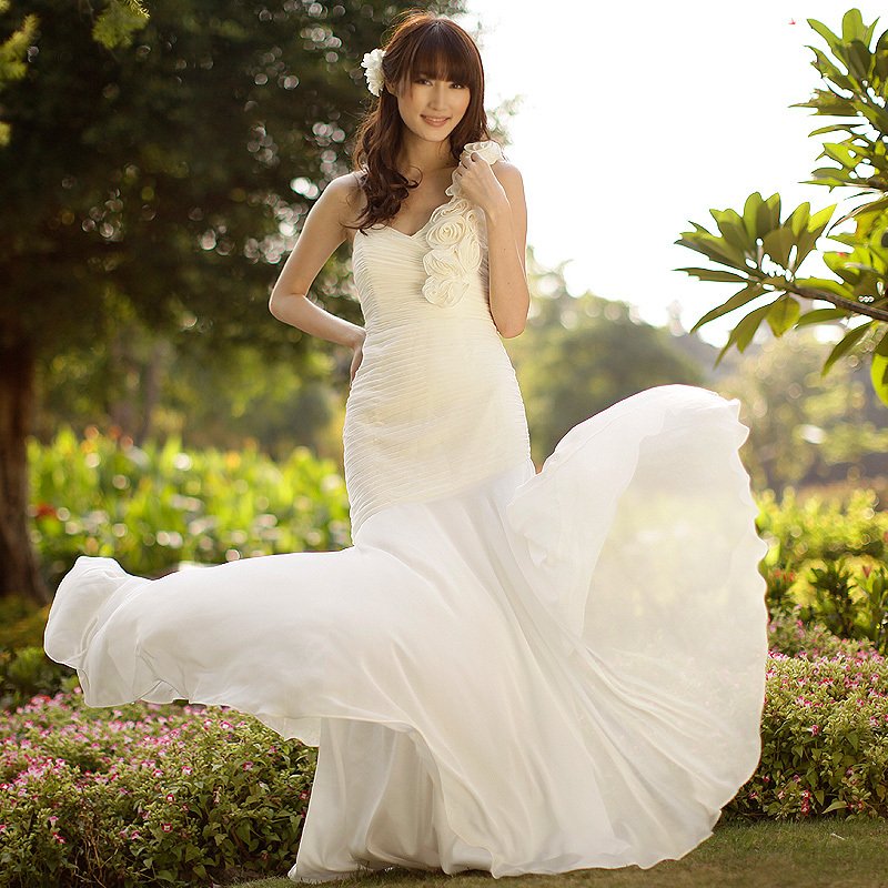 One shoulder handmade long formal dress sd052 , bride dress , evening dress , performance wear