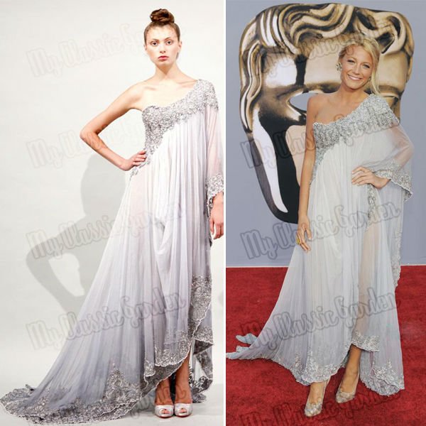one shoulder long sleeve lace and beaded accented marchesa a line red carpet celebrity dresses