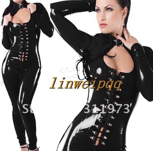 One Size-New -Sexy lingerie Club Wear B743 Black elasticity Long Dress DS jumpsuits