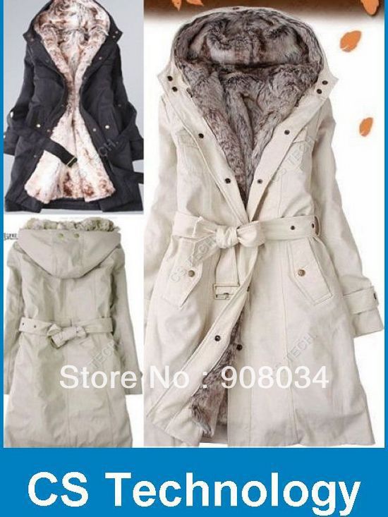 [Only Top] Faux fur lining women's fur coats winter warm long coat jackets clothes wholesale Free Shipping (811) Size S-XXL