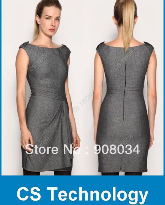 [Only Top] Hot sell retail Women's gray twisted tweed dress Evening Mini Dresses party dresses (265)Free shipping UK size8-16