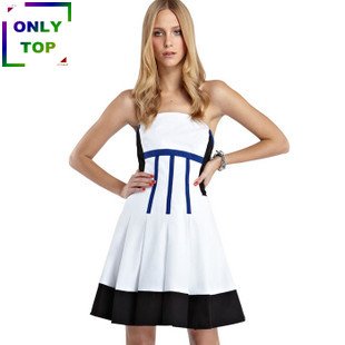 [Only Top] Hot sell Wholesale strapless colourblock dress/ Women's evening dresses,ladies' dress(245)Free shipping UK size 8-16
