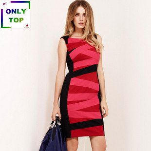 [Only Top] New Arrival Women's fashion Dress Sexy Colourblock Pencil evening Fancy party Dresses(925) UK Size 8-16