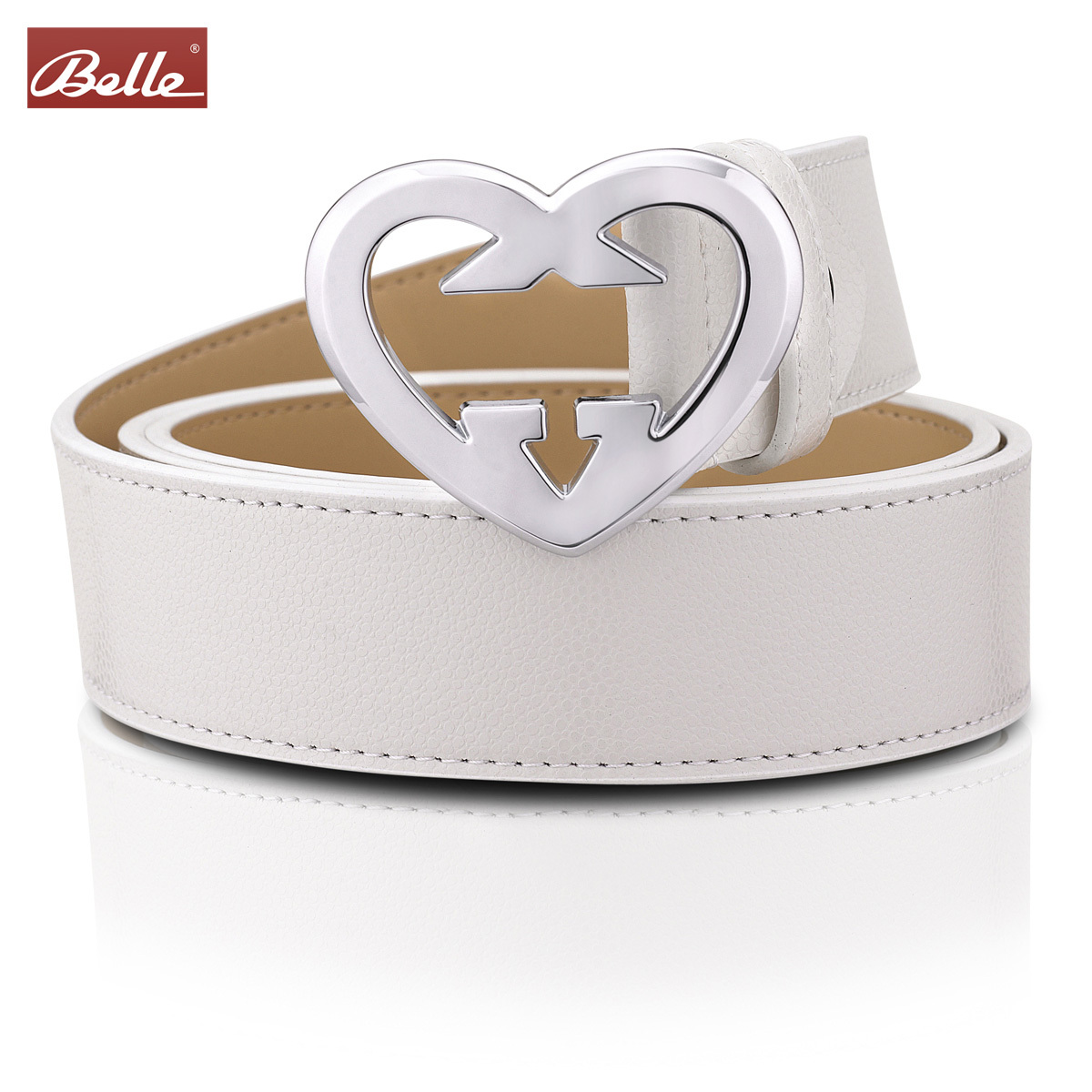 only wholesale belts fashion strap female fashion belt white heart smooth buckle f0878 100% genuine leather belt designer belt