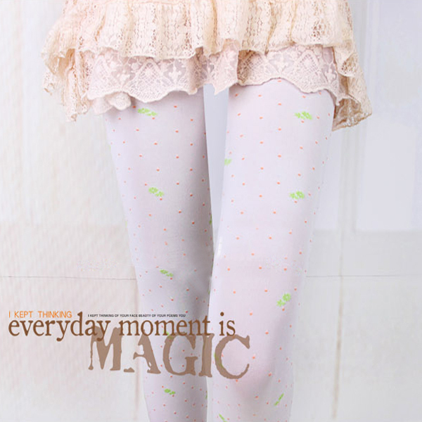 OPAQUE PANTYHOSE White Color broken flower print Stockings 80D Leggings Tights FREE SHIPPING