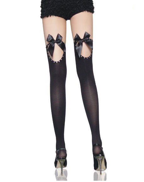 Opaque Thigh Hi with Satin Bow Sexy Stockings wholesale retail sexy hosiery 8746