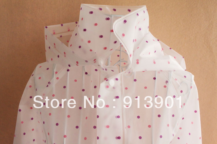 Orange big seed rain gear eva polka dot raincoat adult raincoat poncho lilac