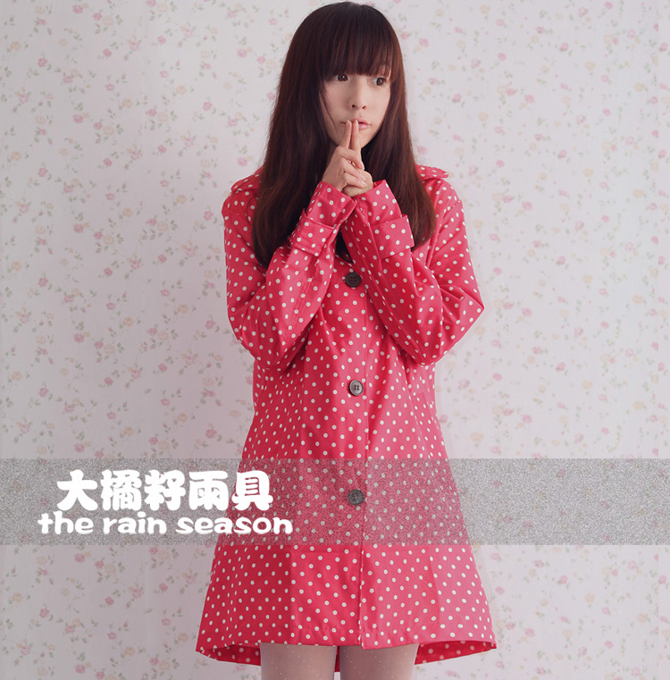 Orange big seed rain gear hooded fashion dot polka dot raincoat poncho adult red sole 1012