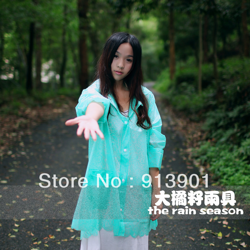 Orange big seed rain gear senderos big beautiful milk blue lace print tpu adult raincoat