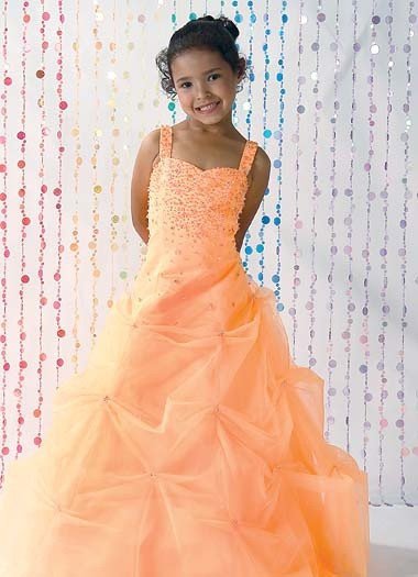 Orange Cute Princess Flower Girl Wedding Prom Dress 12M