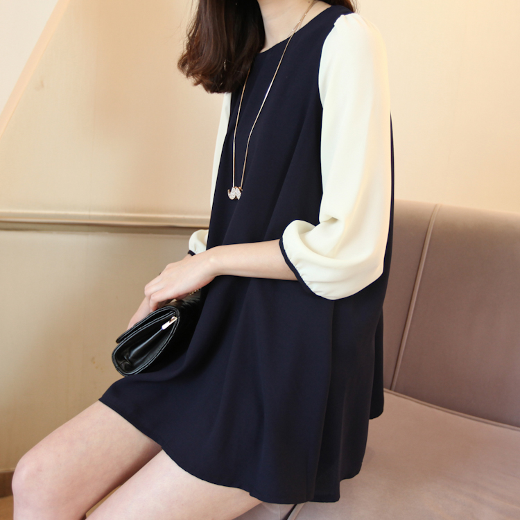 Orange orange 2013 spring new arrival small fresh gentle doll one-piece dress color block decoration loose chiffon skirt