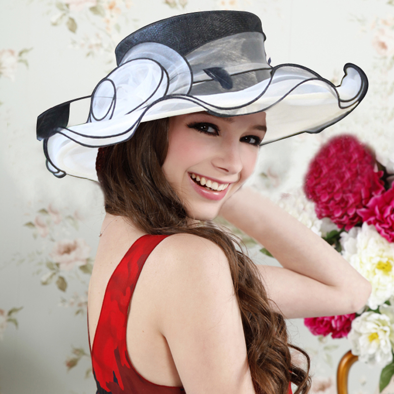 - organza sun-shading hat female summer big beach sun hat haircord fedoras fashion