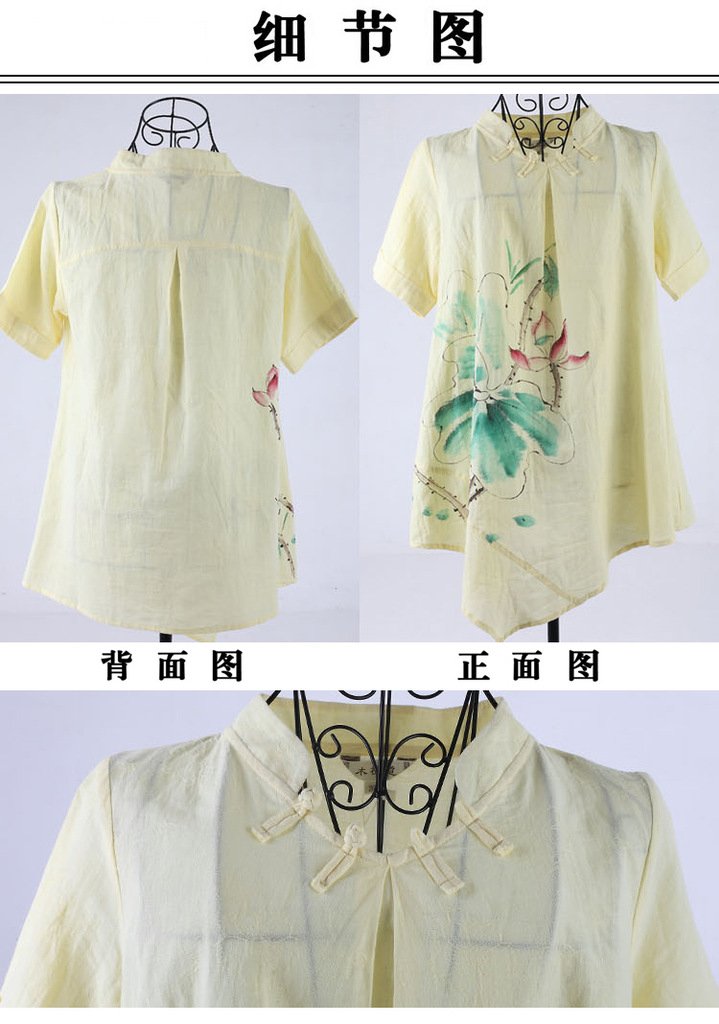 Original Chinese dress blouse outfit linen-cotton improved national wind dress can restore ancient ways with jeans