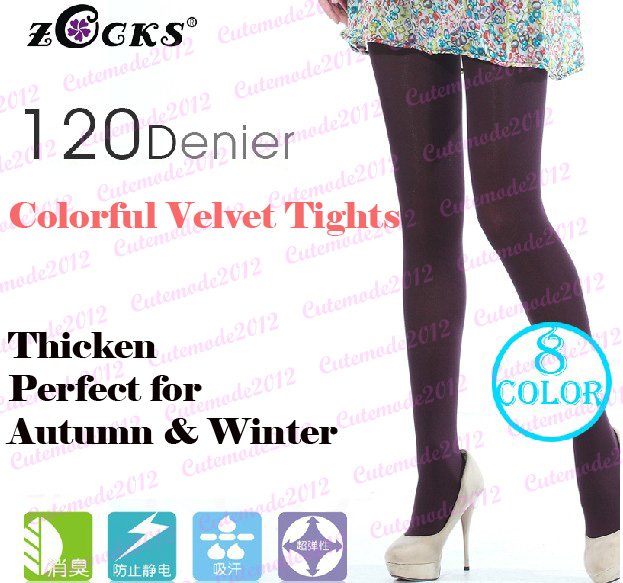Original Pack Zocks Womens 120D Velvet Nylon Legging Tights Pantyhose Stockings Winter Thicken Candy Color Socks ZK120