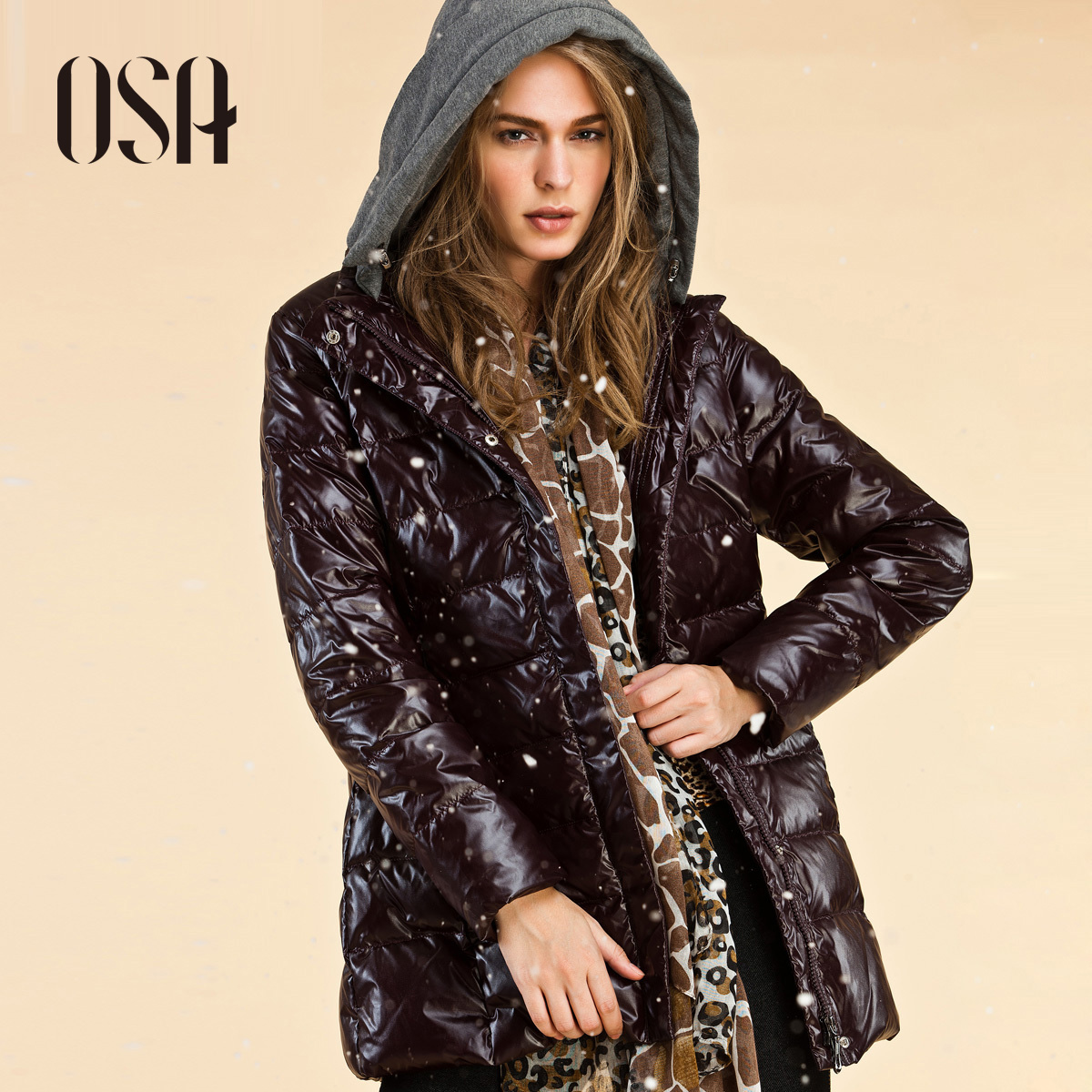 Osa autumn and winter women white duck down ol medium-long with a hood Women down coat outerwear y15222