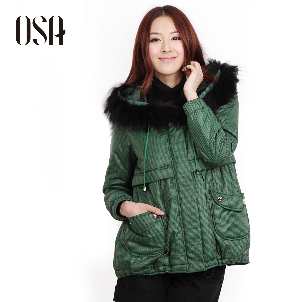 Osa winter thickening medium-long autumn and winter outerwear fur collar wadded jacket women's cotton-padded jacket m00605