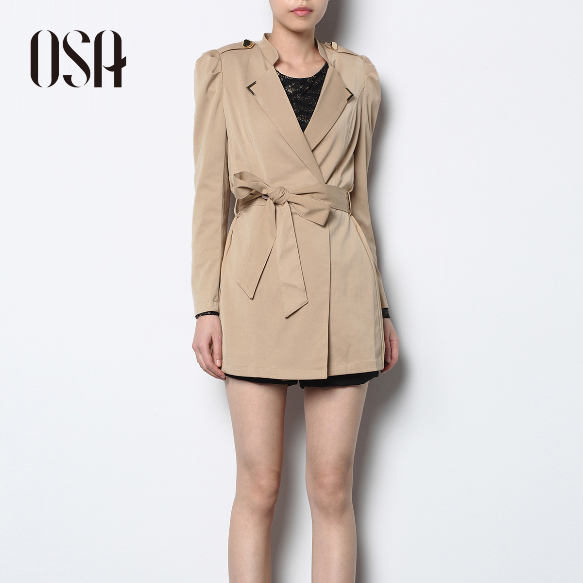 Osa2013 spring women's Women spring and autumn medium-long slim trench outerwear f33004