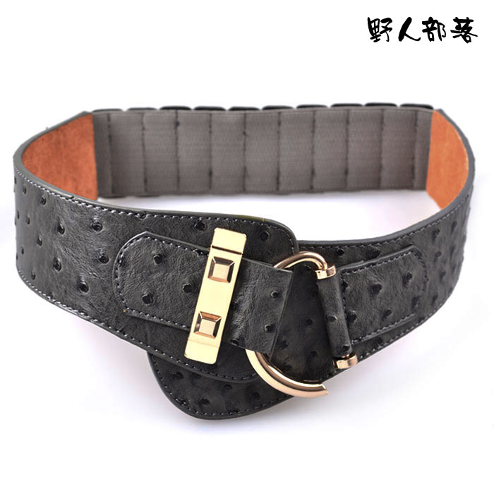 Ostrich grain cummerbund fashion decoration genuine leather belt women's brief ultra wide 6190
