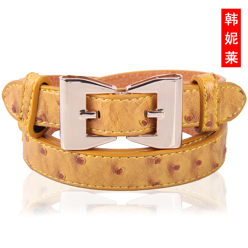 Ostrich metal butterfly buckle belt female fashion all-match decoration genuine leather thin belt np0092