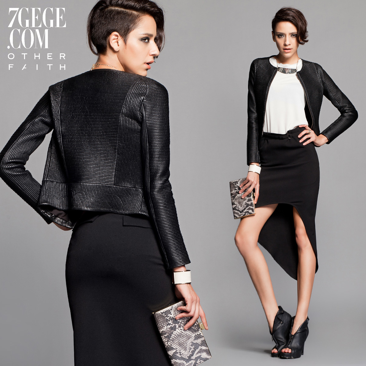 Otherfaith autumn o-neck slim fashion genuine leather clothing women's design short outerwear 12fg013024f