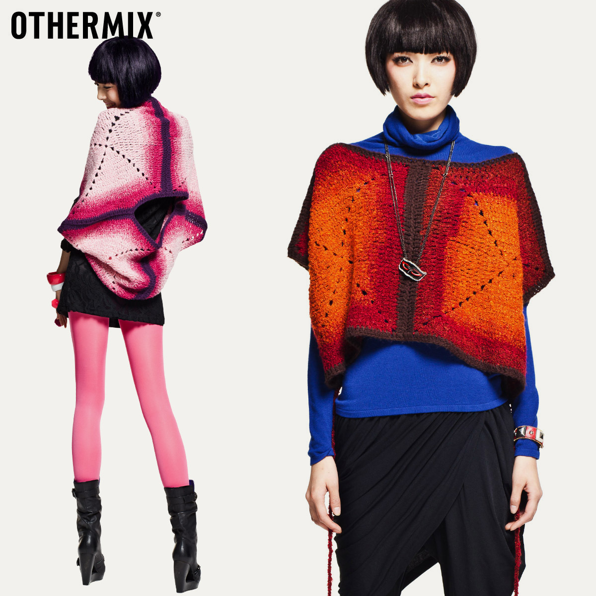 Othermix fashion short design pullover batwing shirt gradient color autumn sweater women's 12m30036