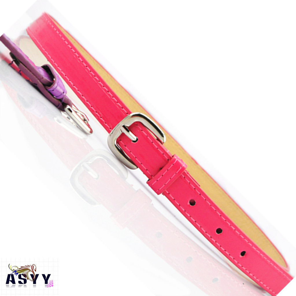 Othermix faux leather patchwork two-color candy color thin all-match belt strap