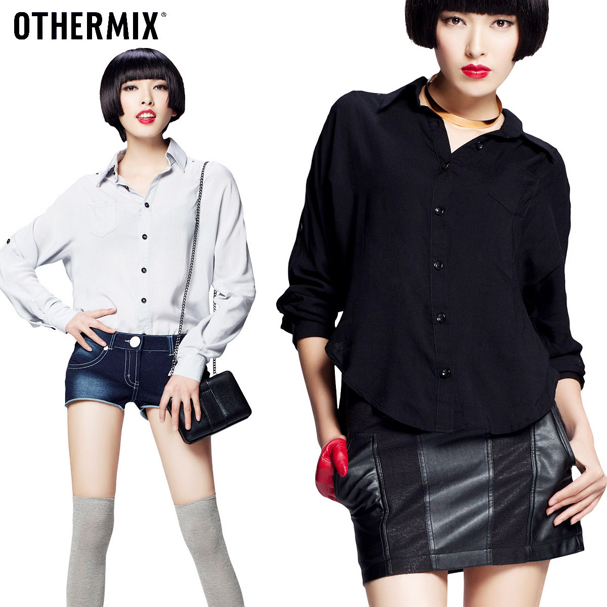 Othermix2013 spring slim solid color women's long-sleeve shirt 22d2103