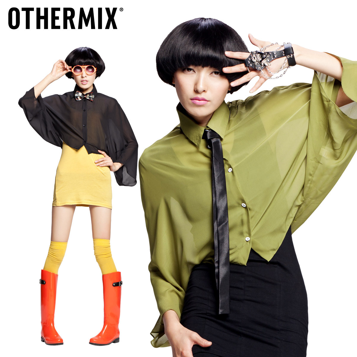 Othermix2013 spring slim turn-down collar short design long-sleeve shirt female 22d2110