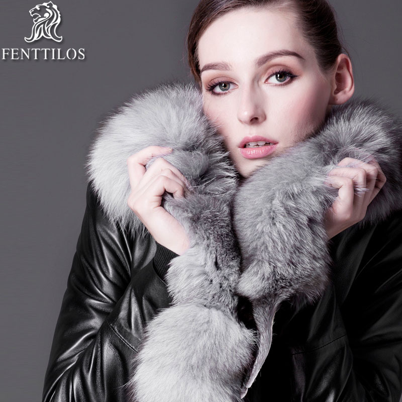OTTO 2012 autumn and winter leather clothing outerwear female medium-long fox fur high quality sheepskin fur p3 free shipping