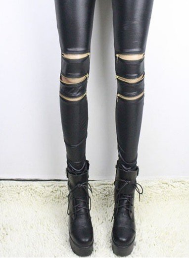 OUT STOCK FREE SHIPPING+Wholesale 5pc/lot 8-2 2012 Fashion Women/Lady Front Zip Metallic Color Leather Look Leggings Hot