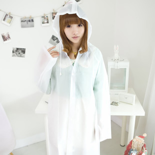 Outdoor fashion eva translucent adult raincoat poncho hooded thickening female bicycle waterproof trench 8