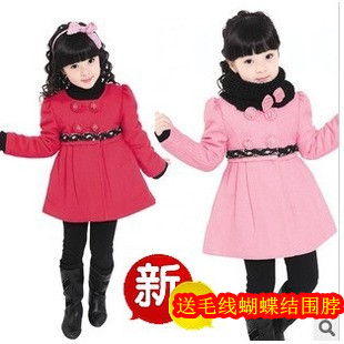 Outerwear children's clothing female child wool woolen overcoat wool trench coat female child overcoat