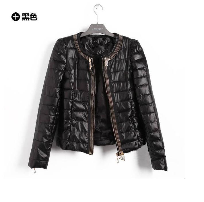 Outerwear cotton-padded jacket female 2013 new arrival thickening women's outerwear slim PU zipper decoration wadded jacket