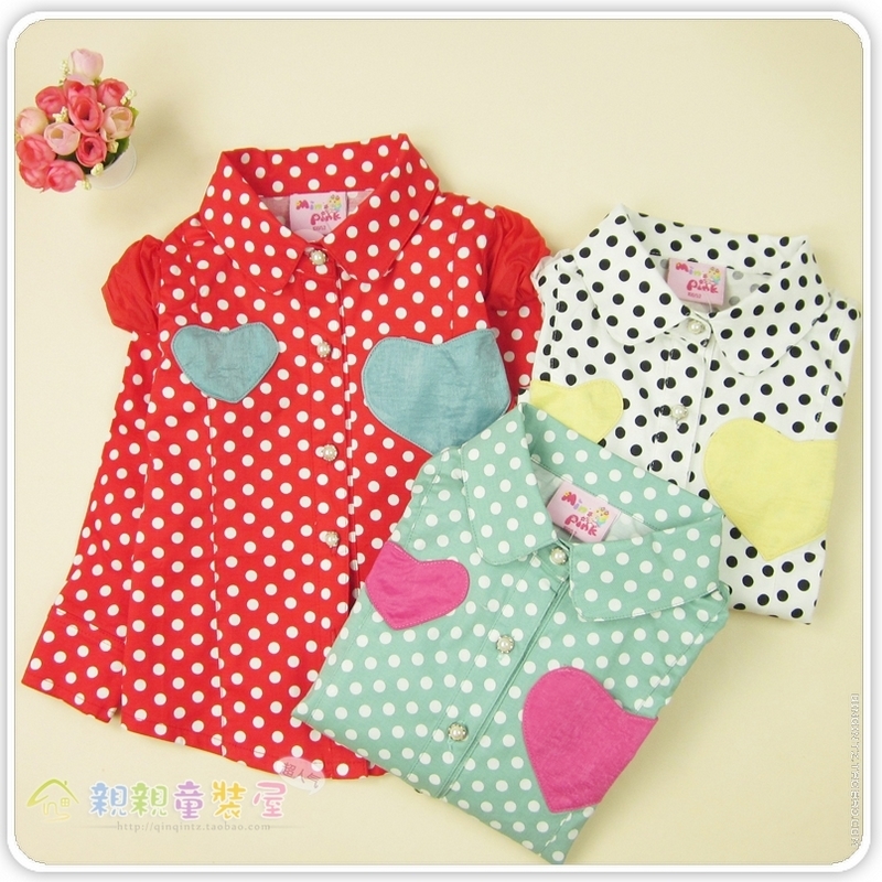 Outerwear female child autumn child long-sleeve cardigan spring and autumn baby love polka dot 100% cotton top