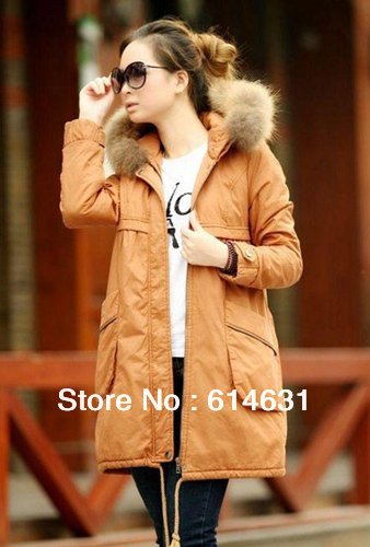 Outwear winter coat Fashion Slim Long Sleeve Hooded Cotton Zipper Women's Coat Free shipping