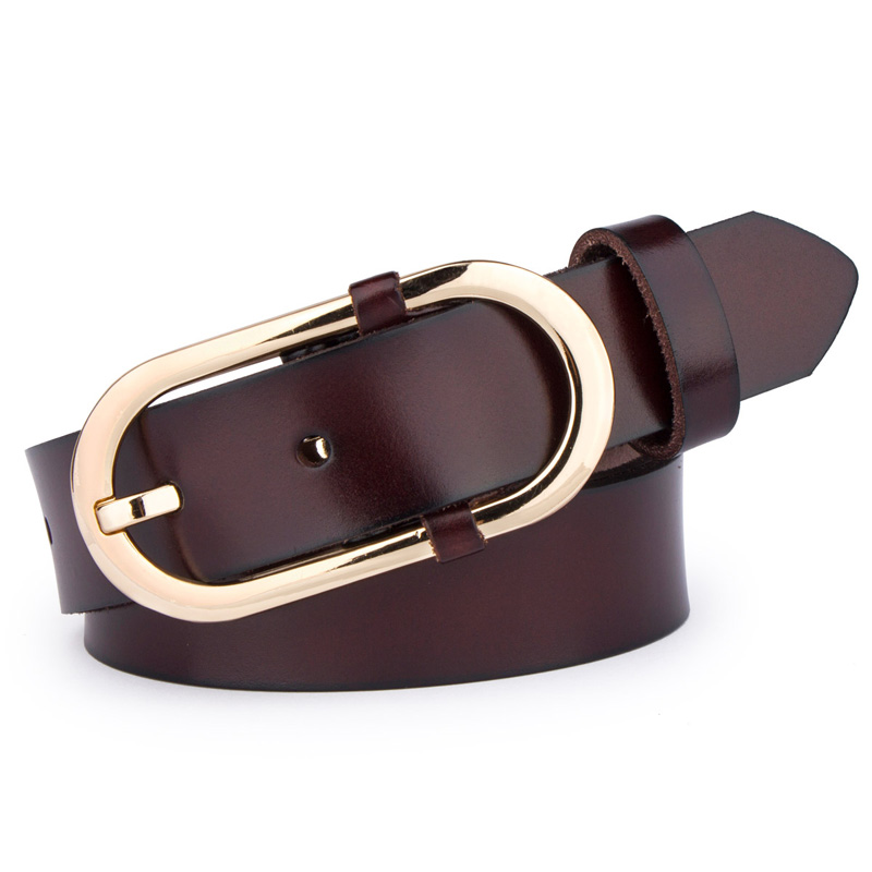 Oval gold buckle genuine leather strap women's all-match fashion genuine leather belt female