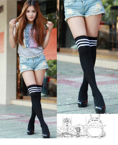 Over The Knee Socks Thigh High Cotton Stockings Thinner 9 Colors for Selection