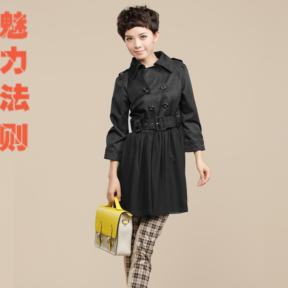 Overcoat outerwear autumn new arrival 2012 women's wrist-length sleeve chiffon patchwork trench female