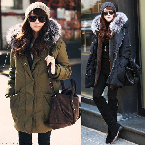 oversized fox fur cotton-padded jacket Quilted jacket winter woman ladies' overcoat outerwear winterwear two set