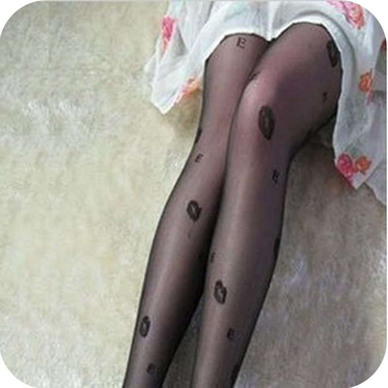 Ow06 sexy temptation letter note ultra-thin black pantyhose silk socks
