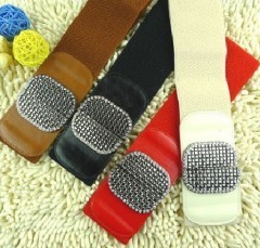 P-0073 fashion all-match diamond-studded spilliness leather elastic women's belt cummerbund