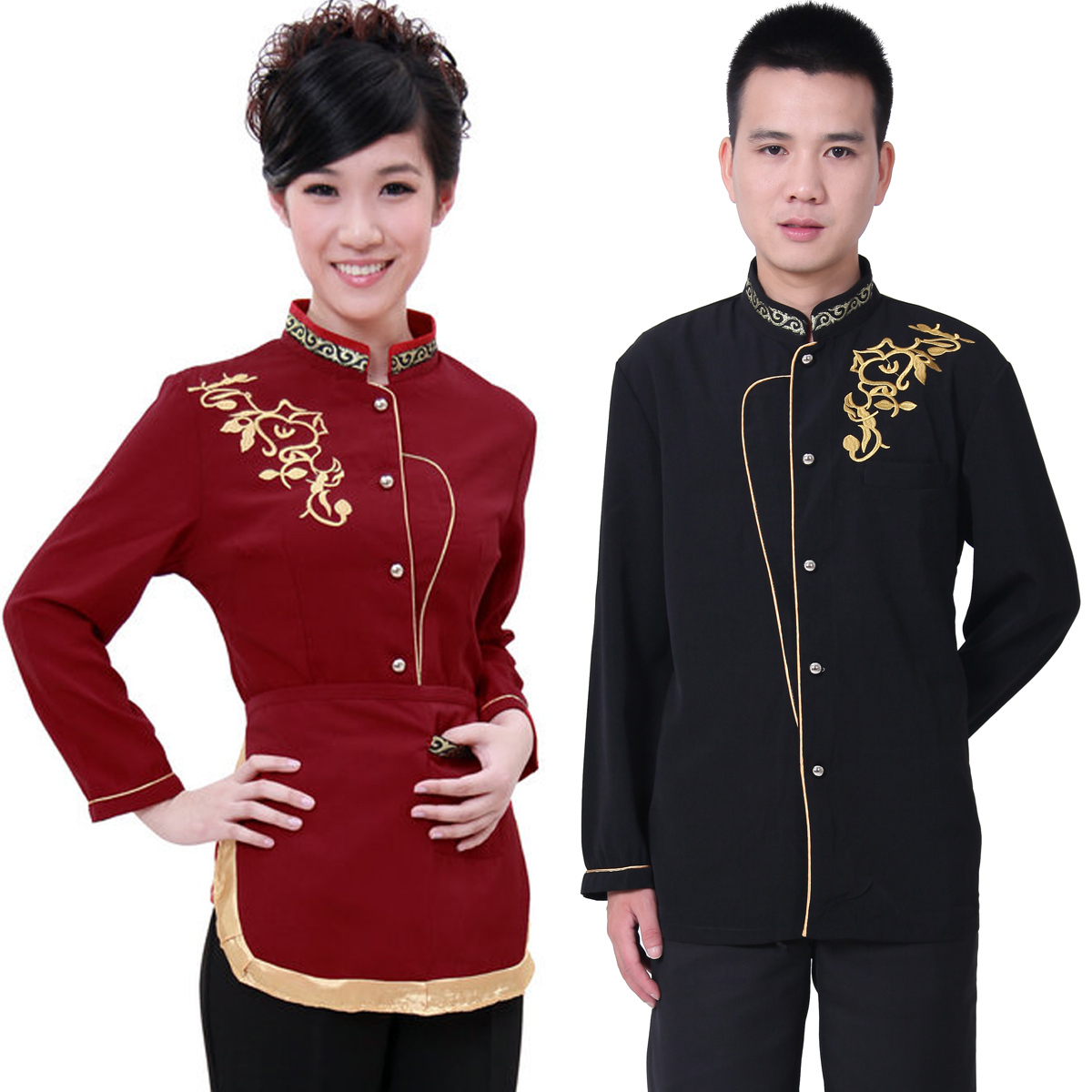 P-93 work wear autumn and winter female waiter uniform long-sleeve work wear front desk uniform