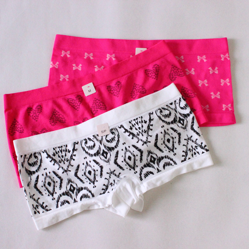 P002  Fashion thin seamless elastic decorative pattern female low-waist boxer shorts underwear panties