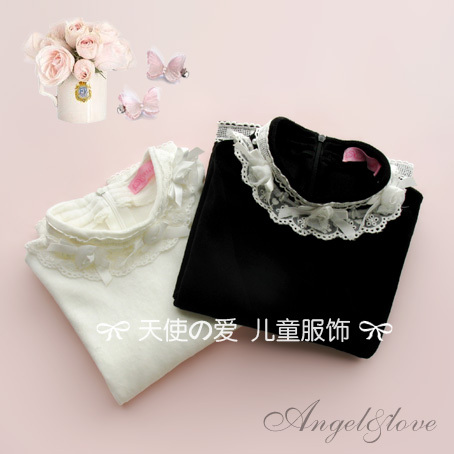 P6592 autumn and winter velvet lace decoration all-match basic shirt 110 - 150