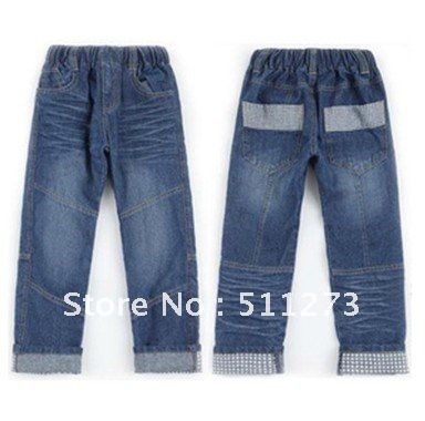 Packet mail, autumn winter big boy jeans, shallow blue cotton leisure jeans wholesale(Applicable height: 110 to 160 cm,6pcs/lot)